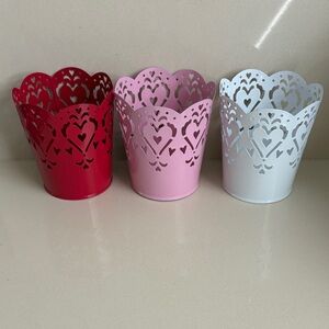 Red, Pink, and White Heart Cutout Holders